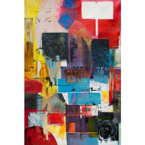 Pure Handmade Modern Abstract Art Oil on Canvas - Gun is Mind by Jeffery F. Pierson, Home Decor Wall Paintings