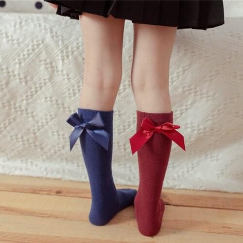 Childrens Girls Royal Style Candy Colors Bow Knee High Socks.Baby Toddler Bowknot In Tube Socks.Kids long Sock Sox