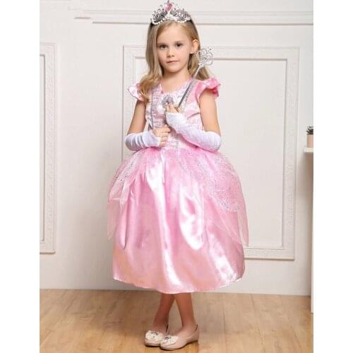 Children pink dress performance wear birthday party princess costumes pretty dress girls costume masquerade costume christmas
