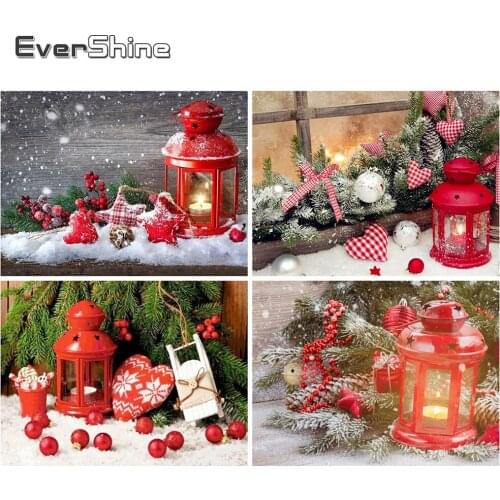 EverShine Diamond Painting Full Square Christmas Needlework Diamond Embroidery Landscape Mosaic Light Box Cross Stitch Wall Art