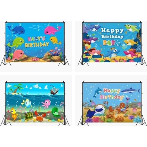Photography Backdrop Undersea Baby Shark Photo Background Studio Baby Shower Photobooth Birthday Backdrops Photocall
