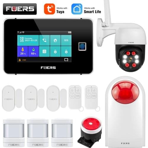 Fuers 4.3 Inch TFT Screen Alarm WIFI GSM Smart Home Burglar Security Alarm System Tuya Smart Life APP Control Motion Sensor
