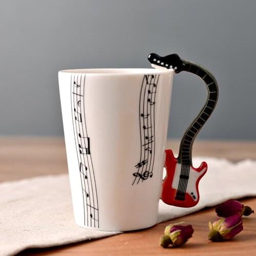 Guitar Ceramic Mug Cup Personality Music Note Milk Juice Lemon Mug Coffee Tea Drinking Cup Home Office Drinkware