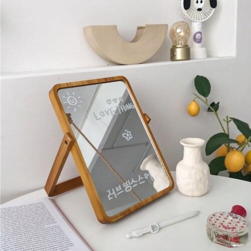 Korean Same Log Makeup Mirror Simple And Fresh Dormitory Portable Desktop Foldable specchio