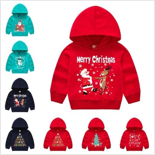 Red Christmas Toddler Boy Hooded Sweater Girls Pullover Clothes Tops X'mas Sweatshirt Children Outfits Cotton Costumes Jacket