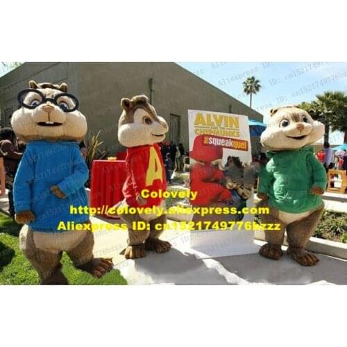 Cool Brown Alvin Simon Theodore Alvin And The Chipmunks Chipmuck Squirrel Chippy Mascot Costume Red Shirt Short Legs No.7517