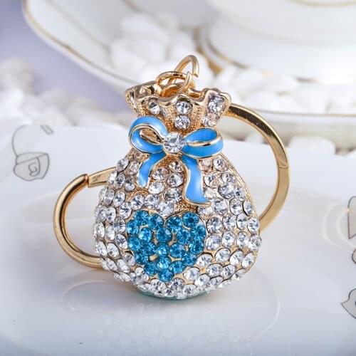Lovely Heart Bags Rhinestone Key Chain Women Couple Jewelry Female Alloy Lucky Sachet Keychains Ladies Bag Car Keyring Accessory