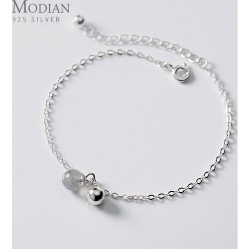 Modian New Pink Gray Crystal Light Beads 925 Sterling Silver Bracelet for Women Adjustable Size Bracelet Fine Jewelry Girl Gift