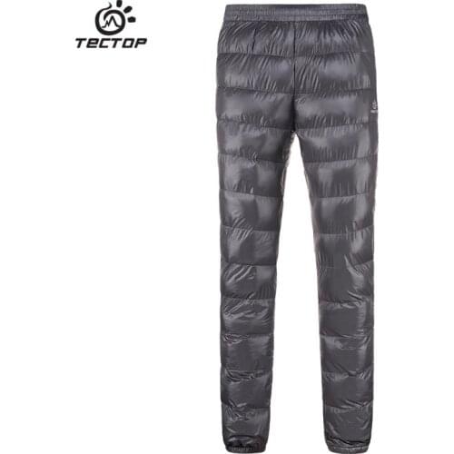 TECTOP Winter Mens Outdoor Hiking Windproof Keep Warm Down Pants Male Ultra-Light Breathable Camping Ski Sport Down Trousers