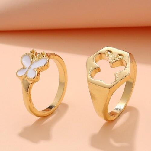 Butterfly Rings For Women Men Lover Couple Rings Set Friendship Engagement Wedding Open Rings 2021 Jewelry