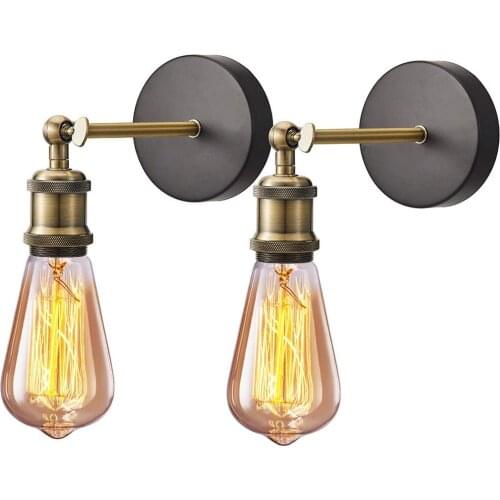 2 Pcs Industrial Wall Lights Vintage Retro Loft Wall Sconce Lamp Fitting Fixture Simple Bedside Lamp for Restaurant Home Decor