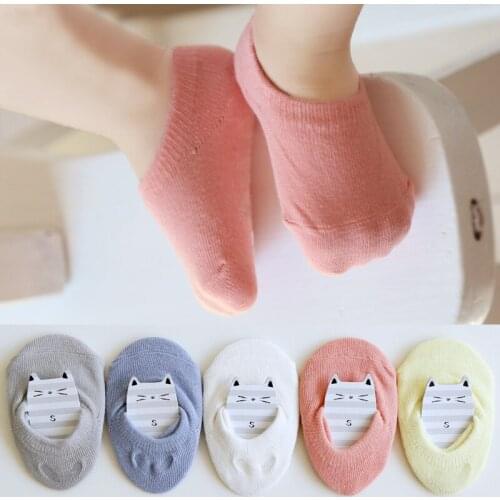 5pairs/Lot Childrens Invisible Boat Socks Baby Non Slip Socks Cotton Sock for Girl and Boy