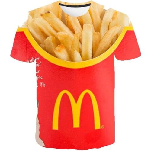 202 mens 1 new French fries 3D T-shirt childrens T-shirt printing fun T-shirt oversize Street clothing Summer Short Sleeve Top