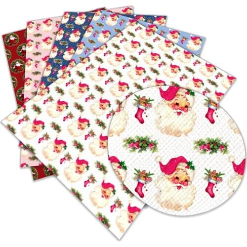 Christmas Cartoon Printed PU Leather 30 cm x 136 cm for DIY Sewing Garment HairBow Bags L055