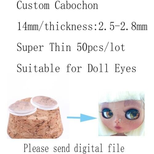 Onwear 50pcs Custom Doll Eye Photo Glass Cabochon 14mm super thin diy findings (please provide digital file)
