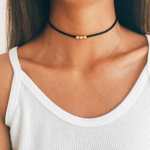 Gold And Silver Color Metal Beads Necklaces For Women Simple Short Rope Necklace Ladies Elegant Choker Fashion Jewelry