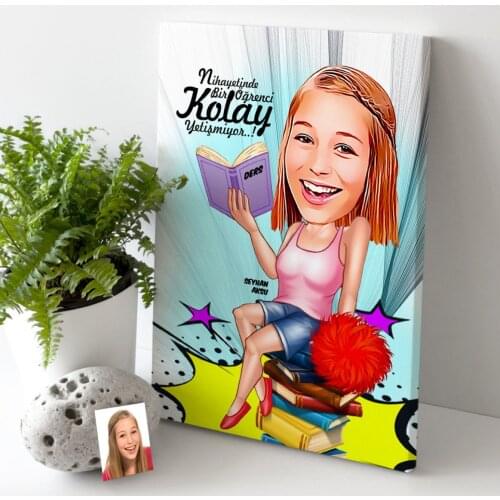 Personalized Women 'S Student Cartoon Canvas Table (30x50 cm.) 1 Special Design Souvenir Beautiful Memories Friends Co Dear