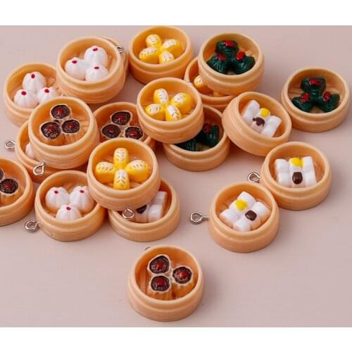 6pcs 29X24mm Creative Cartoon Food Refreshments Charms for Jewelry Making Cute Earrings Pendants Necklaces 5 Design Jewelry Gift