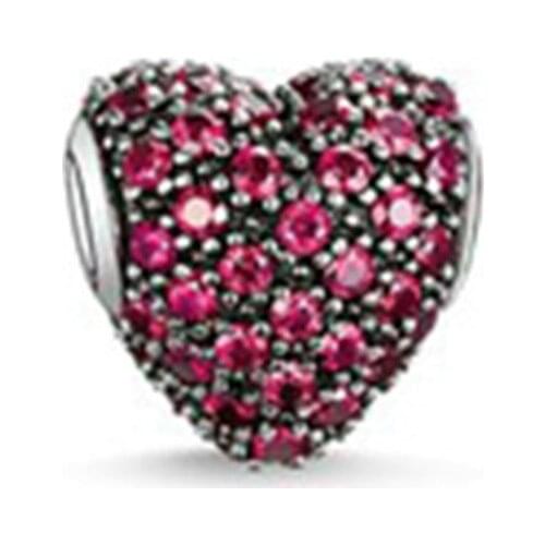 Silver Plated Paved Red Heart Karma Beads, Thomas Style DIY Beads Gift for Ts Jewelry Making Fit Necklace Bracelet for Women Men