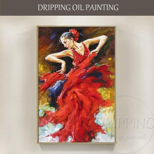 Hand-painted High Quality Beautiful Flamenco Dancer Oil Painting Traditional Classical Spainish Flamenco Dancer Oil Painting