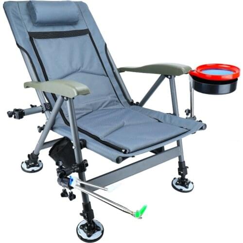 European style fishing chair aluminum alloy recliner seat available for all seasons, multi-function folding raft fishing chair