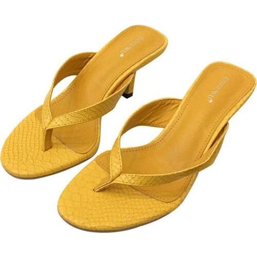 2021 New Brand Women Slipper Summer Outdoor Sandaiasl Slip On Flip Flop Ladies Thin High Heels Slides Elegant Designer Shoes