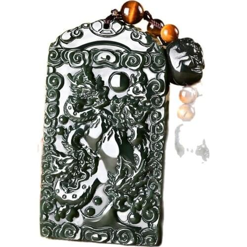 Xinjiang Hetian Jade Green Jade Loyalty Guan Gong Pendant Eighteen Arhats Necklace