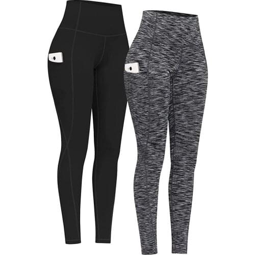 Slim Fit High Waist Sport Pants with Pockets Tummy Control Capris Leggings Workout 4 Way Stretch Leggings Sports Running Pant