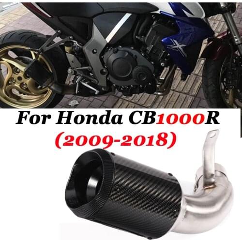Slip On For 2009-2018 Honda CB1000R Motorcycle Exhaust Modified Escape Moto Carbon FIber Muffler Delete Catalyst Mid Link Pipe
