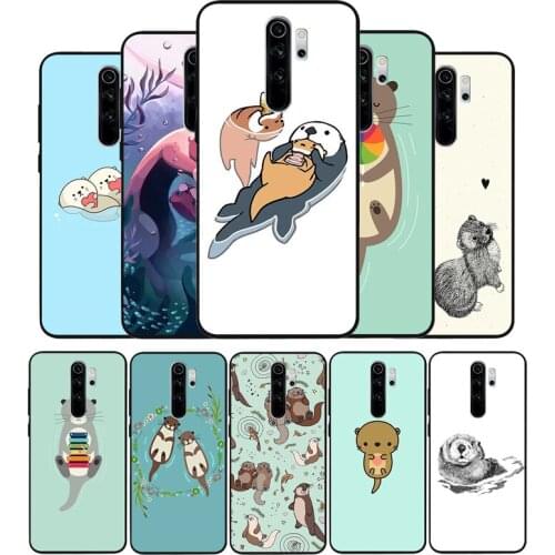 Cute cartoon otter black Silicone Phone Case For Redmi note 9 8 7 Pro S 8T 7A Cover