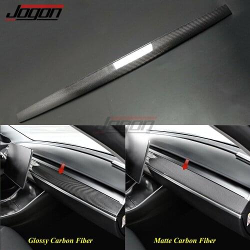 Carbon Fiber For Tesla Model 3 2017 2018 2019 Car Interior Front Central Control Dashboard Decoration Sticker Panel Cover Trim