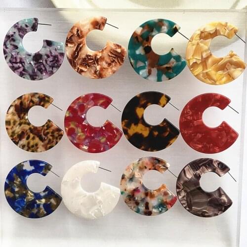 UJBOX New Pattern Resin Acetate Earrings Women Geometric Semicircle Acetic Acid Drop Dangle Earrings Jewelry Gift