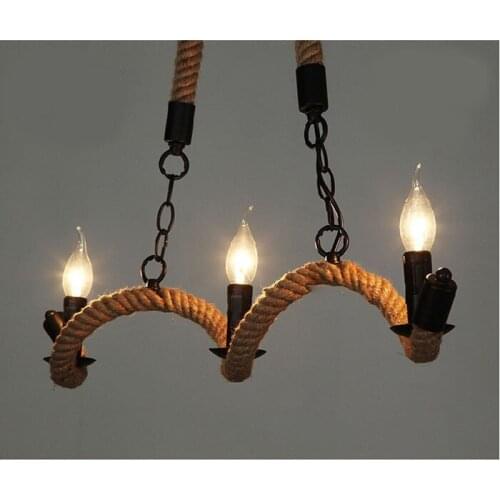 Retro Vintage Rope Pendant Light Lamp Loft Creative Personality Industrial Lamp Edison Bulb American Style For Living Room