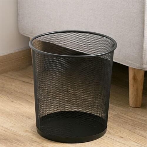 Iron Trash Can Waste Bins Trash Bin Rubbish Storage Box Paper Basket Dustbin Office Home Recycle Garbage Bin