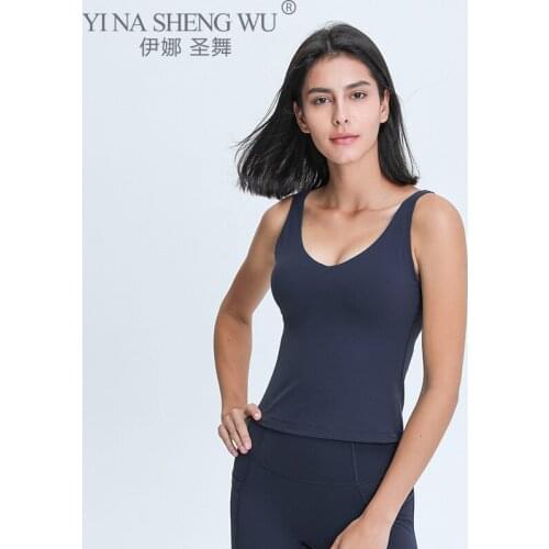 Women Longline Yoga Tops Gym Workout Crop Tank Top with Padded Bra Comfortable Snug Jogging Fit Sleeveless U-neck Yoga Shirt New