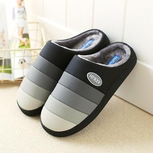 Winter Warm Plush Slippers Waterproof Slippers Woman Men Indoor Slippers Lovers Home Slipper Thick Sole Femael Kitchen Shoes