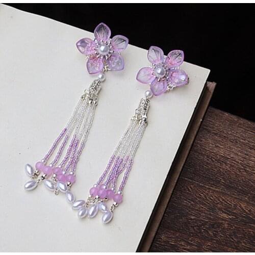 2 pcs Purple / Red Flower Girl Hair Clips HairpinTraditional Headdress Handmade Hair clip