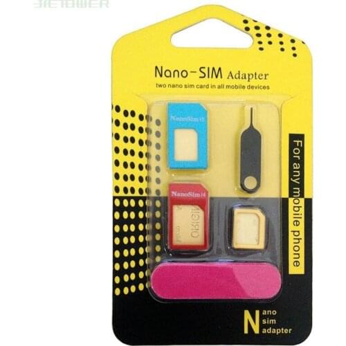 500sets/lot 5 In 1 Nano Sim Card Adapters Micro Sim Card Standard SIM Card Adapter for IPhone X 8 7 6 5 Xiaomi Retail Box
