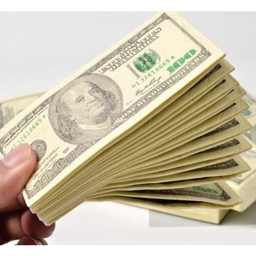 9 sheets/pack 100 Dollars Print Paper Napkin Serviette Bill Towel Party Gift Napkins for Dinner Restaurant