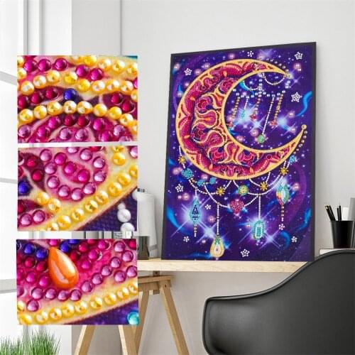 Special Shaped Diamond Painting Moon Pendant 5D DIY Diamond Embroidery Art Kits Rhinestone Cross Stitch Home Wall Decoration