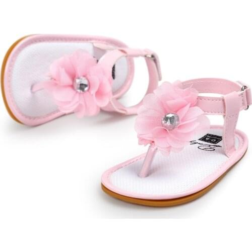 Summer pink flower baby girls sandals shoes soft bottom first walkers sandalia infantil baby shoes for age 0~18month CX21A