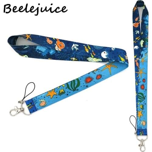 100pcs Marine organism ocean Neck Strap Lanyards ID badge card holder keychain Mobile Phone key Strap Gift decorations