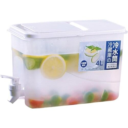 4L Cold Kettle with Faucet Refrigerator Fruit Teapot Summer Household Lemonade Bottle Large Capacity Ice Water Bucket Container