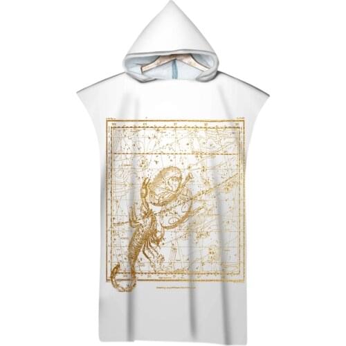 Astrology Horoscope Zodiac Pattern Outdoor Adult Hooded Beach Towel Poncho Bathrobe Towels Women Man Bathrobe AHT4