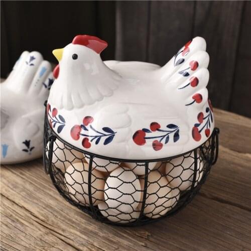 Hen storage basket wrought iron basket egg basket potato garlic container decoration hollow container basket home storage
