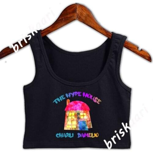 The House Charli Damelio Colorful Crop Top Women Crazy Designing Comical Novelty Novelty O Neck Top Spring Autumn Vest