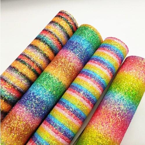 A4 sheet rainbow Shiny Chunky Glitter sheet Fabric Leather For Earring Bows 427