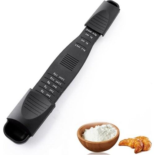 Adjustable Scale Measuring Spoons Cup Plastic Baking Tool Kitchen Accessories FPing