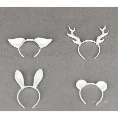 Fashion White Animal Ear Headband Tiara For Barbie Doll Plastic Hairwear Hair Accessories For 1/6 Dollhouse DIY Children Toys