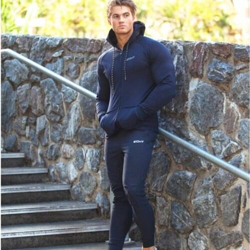 Muscle Aesthetics Mens Sweatshirt Fitness Slim Pullover Long Sleeve Running Training Hooded Sportswear